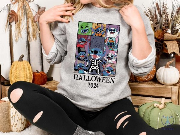 Stitch Halloween 2024 T Shirt Stitch Ghost Tee Halloween Vibe Sweater Disney Halloween Sweatshirt riracha 1