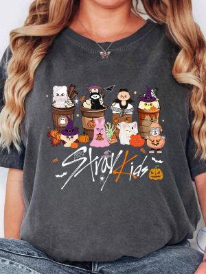 Halloween Skzoo Coffee Cute Straykids Shirt Kpop Stray Kids Tee Stray Kids Coffee Cups Shirt riracha 2