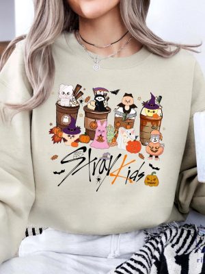 Halloween Skzoo Coffee Cute Straykids Shirt Kpop Stray Kids Tee Stray Kids Coffee Cups Shirt riracha 3