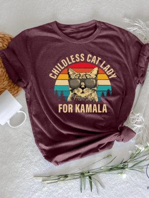 Childless Cat Lady Shirt Kamala Harris 2024 Tee Madam President Democrat Tee riracha 3