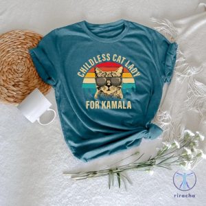 Childless Cat Lady Shirt Kamala Harris 2024 Tee Madam President Democrat Tee riracha 6