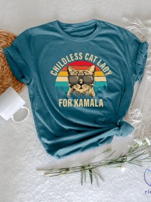 Childless Cat Lady Shirt Kamala Harris 2024 Tee Madam President Democrat Tee riracha 6