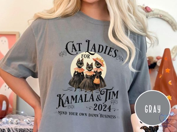 Halloween Cat Lady Shirt Funny Kamala Harris 2024 Shirt Democrat Shirt Election 2024 Vote Blue riracha 1