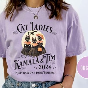 Halloween Cat Lady Shirt Funny Kamala Harris 2024 Shirt Democrat Shirt Election 2024 Vote Blue riracha 3