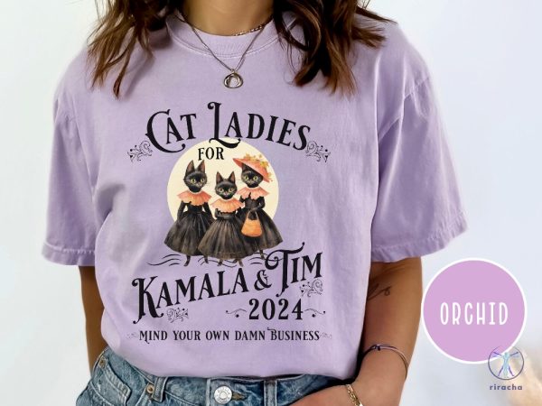 Halloween Cat Lady Shirt Funny Kamala Harris 2024 Shirt Democrat Shirt Election 2024 Vote Blue riracha 3