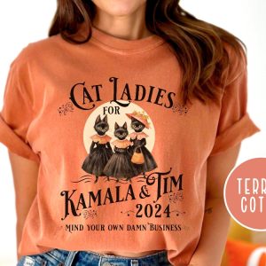 Halloween Cat Lady Shirt Funny Kamala Harris 2024 Shirt Democrat Shirt Election 2024 Vote Blue riracha 4