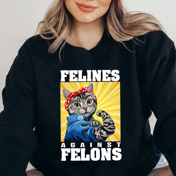 Felines Against Felons Shirt Harris Walz 2024 Shirt Cat Kamala Harris Tee Childless Cat Lady Shirt riracha 1