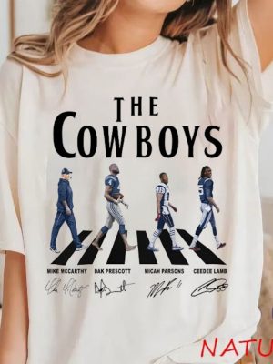 Cowboys Walking Abbey Road Signatures Football Shirt Mike Mccarthy Dak Prescott riracha 2