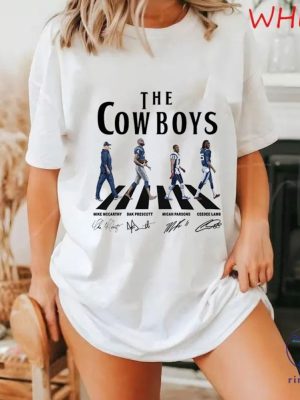 Cowboys Walking Abbey Road Signatures Football Shirt Mike Mccarthy Dak Prescott riracha 3