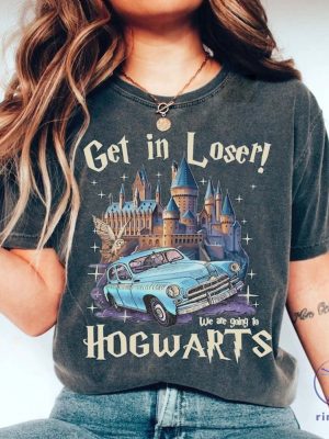 Get In Loser Were Going To Wizard School Shirt Wizard Flying Car Shirt Universal Studios Shirt riracha 2