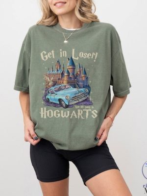 Get In Loser Were Going To Wizard School Shirt Wizard Flying Car Shirt Universal Studios Shirt riracha 3