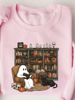 Retro Ghost Reading Books Sweatshirt Librarian Ghost Halloween Halloweentown Shirt riracha 3