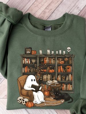 Retro Ghost Reading Books Sweatshirt Librarian Ghost Halloween Halloweentown Shirt riracha 4