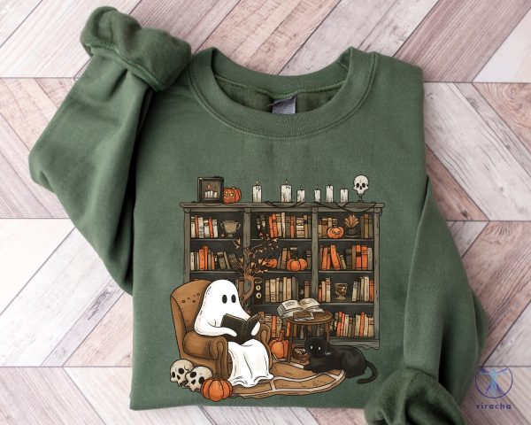 Retro Ghost Reading Books Sweatshirt Librarian Ghost Halloween Halloweentown Shirt riracha 4