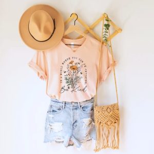 Bee Kind Shirt Wildflowers T Shirt Women Floral Tee Be Kind Back Print Aesthetic Flower Shirt riracha 3