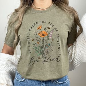 Bee Kind Shirt Wildflowers T Shirt Women Floral Tee Be Kind Back Print Aesthetic Flower Shirt riracha 6