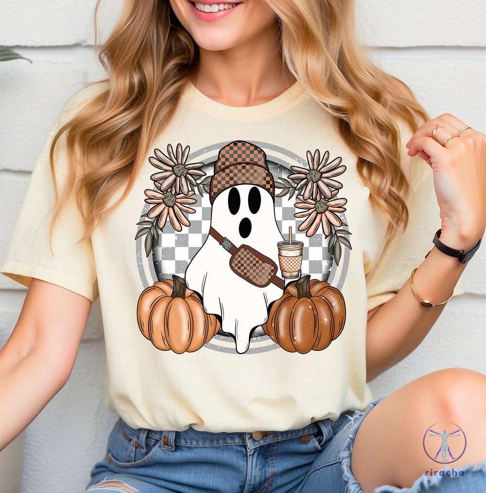 Cute Ghost Halloween Shirt Pumpkin Spice Coffee Tee Spooky Season Shirts Halloween Shirt