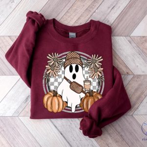 Cute Ghost Halloween Shirt Pumpkin Spice Coffee Tee Spooky Season Shirts Halloween Shirt riracha 2