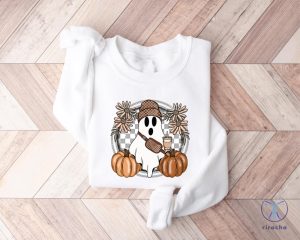 Cute Ghost Halloween Shirt Pumpkin Spice Coffee Tee Spooky Season Shirts Halloween Shirt riracha 3