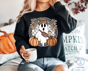 Cute Ghost Halloween Shirt Pumpkin Spice Coffee Tee Spooky Season Shirts Halloween Shirt riracha 4