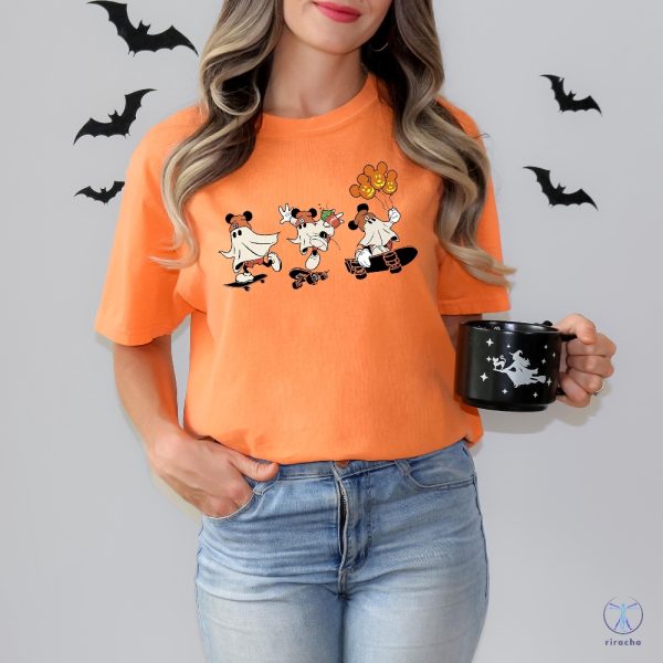 Disney Halloween Mickey Ghost Skateboarding Shirt Halloween T Shirt riracha 1