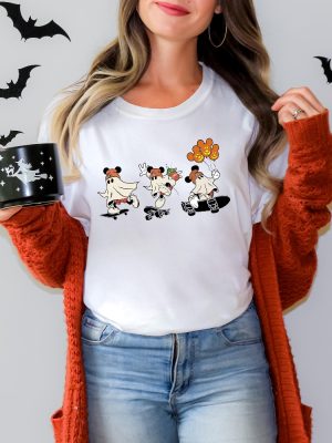 Disney Halloween Mickey Ghost Skateboarding Shirt Halloween T Shirt riracha 2