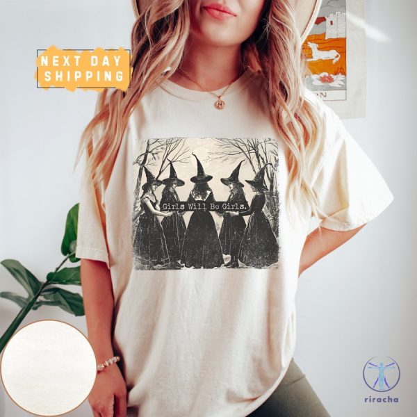 Vintage Girls Will Be Girls Witch Shirt Funny Witch Vintage Shirt Halloween T Shirt riracha 1