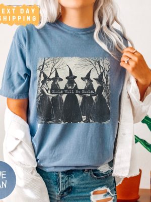 Vintage Girls Will Be Girls Witch Shirt Funny Witch Vintage Shirt Halloween T Shirt riracha 5