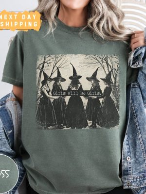 Vintage Girls Will Be Girls Witch Shirt Funny Witch Vintage Shirt Halloween T Shirt riracha 7