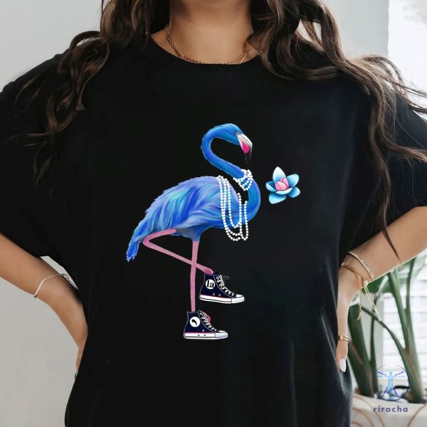 Flamingo Chucks And Pearls Shirt Blue Flamingo T Shirt Blue Flamingo Kamala Harris Shirt riracha 1