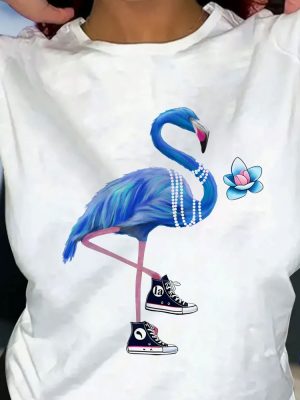 Flamingo Chucks And Pearls Shirt Blue Flamingo T Shirt Blue Flamingo Kamala Harris Shirt riracha 3