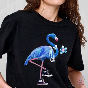 Flamingo Chucks And Pearls Shirt Blue Flamingo T Shirt Blue Flamingo Kamala Harris Shirt riracha 4