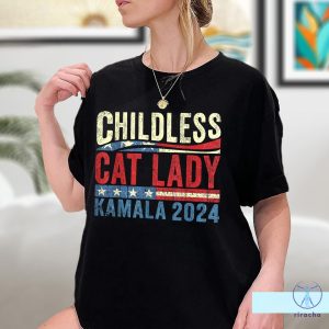 Kamala Harris Shirt Childless Cat Ladies For Kamala Harris 47 Funny Pro Kamala T Shirt riracha 2