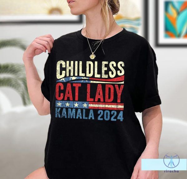 Kamala Harris Shirt Childless Cat Ladies For Kamala Harris 47 Funny Pro Kamala T Shirt riracha 2