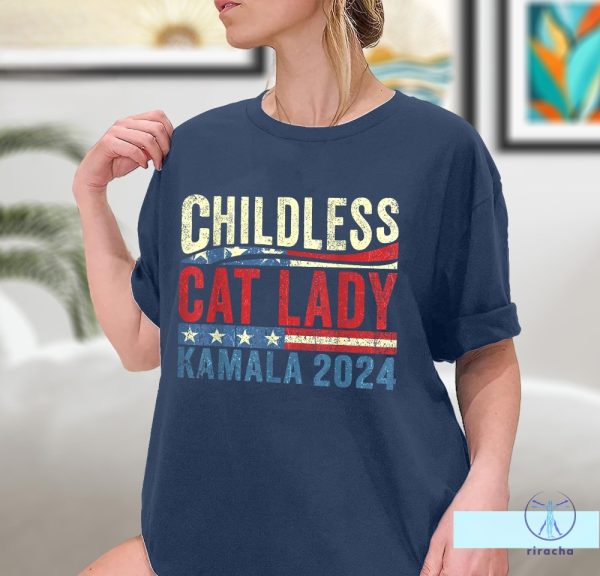 Kamala Harris Shirt Childless Cat Ladies For Kamala Harris 47 Funny Pro Kamala T Shirt riracha 3