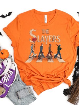 The Slayers Horror Movie Icons Abbey Road Parody T Shirt Unique Graphic Tee For Horror Fans riracha 4