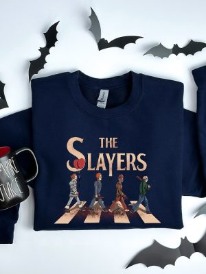 The Slayers Horror Movie Icons Abbey Road Parody T Shirt Unique Graphic Tee For Horror Fans riracha 5