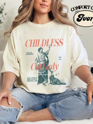 Childless Cat Lady Shirt Childless Cat Ladies Harris 2024 Feminist Cat Shirt Childless Cat Lady Shirt riracha 5