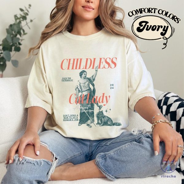 Childless Cat Lady Shirt Childless Cat Ladies Harris 2024 Feminist Cat Shirt Childless Cat Lady Shirt riracha 5