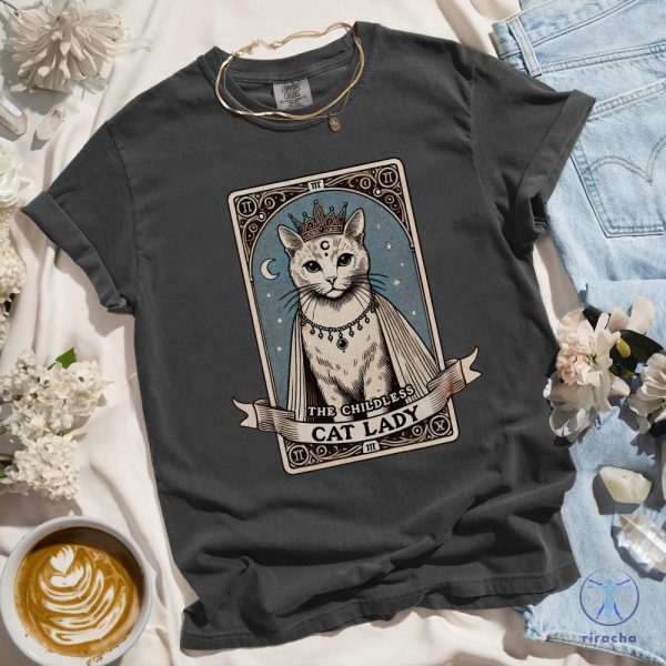 Tarot Card Shirt Childless Cat Lady Shirt Vote Kamala Tee Cat Lover Gift Feminist Shirt Childless Cat Lady Shirt riracha 3