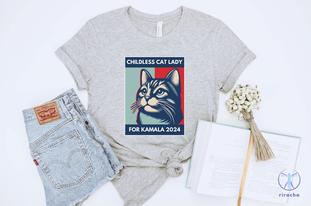 Childless Cat Lady T Shirt Cat Ladies Vote 2024 Feminist Shirt Childless Cat Lady Shirt