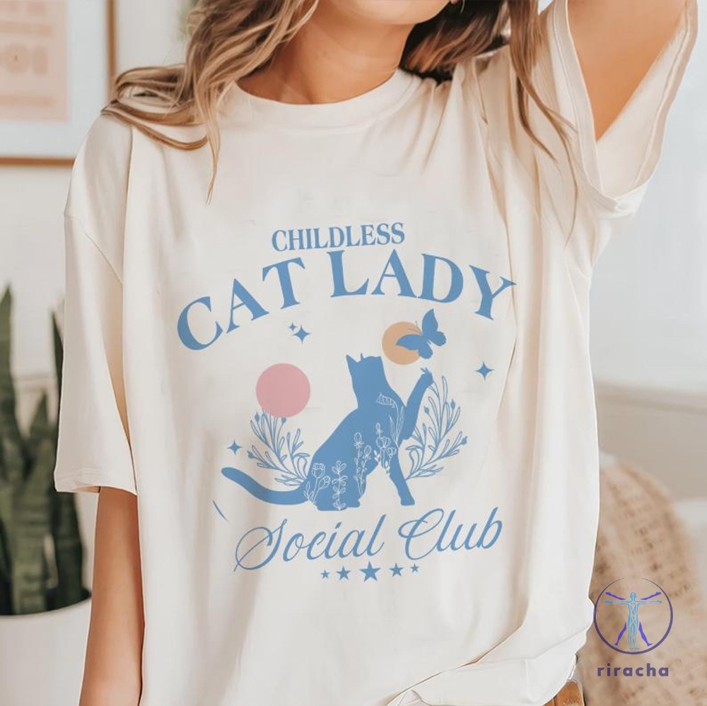 Petthouse Childless Cat Lady Shirt Flowers Cat Shirt Social Club Shirt For Friends Childless Cat Lady Shirt