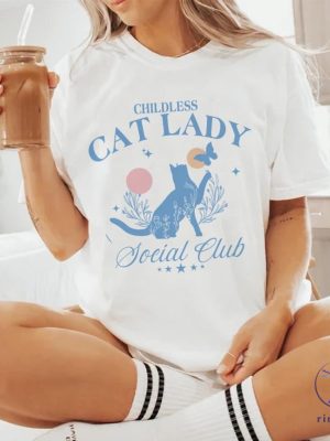 Petthouse Childless Cat Lady Shirt Flowers Cat Shirt Social Club Shirt For Friends Childless Cat Lady Shirt riracha 3