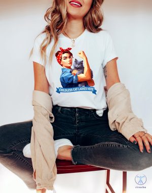 Childless Cat Lady Shirt Kamala Harris Shirt Childless Cat Ladies Vote For Kamala Childless Cat Lady Shirt riracha 3