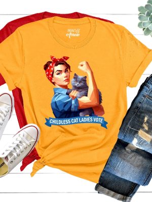 Childless Cat Lady Shirt Kamala Harris Shirt Childless Cat Ladies Vote For Kamala Childless Cat Lady Shirt riracha 4