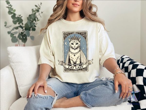 The Childless Cat Lady Shirt Tarot Card Kamala Harris Tee Support Kamala Gift riracha 6