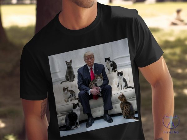 Trump Funny Cat Lover T Shirt Cute Cats On Sofa With Trump Shirt Unique Cat Dad T Shirt Trump Cat Memes riracha 2