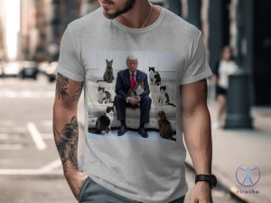 Trump Funny Cat Lover T Shirt Cute Cats On Sofa With Trump Shirt Unique Cat Dad T Shirt Trump Cat Memes riracha 3