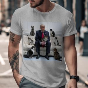 Trump Funny Cat Lover T Shirt Cute Cats On Sofa With Trump Shirt Unique Cat Dad T Shirt Trump Cat Memes riracha 3