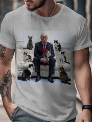 Trump Funny Cat Lover T Shirt Cute Cats On Sofa With Trump Shirt Unique Cat Dad T Shirt Trump Cat Memes riracha 3